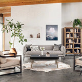 46.13" W Black Wood Veneer and Gold Metal Coffee Table - LuxenHome