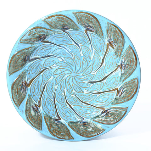 Powder Blue Vintage Spiral Ceramic Birdbath