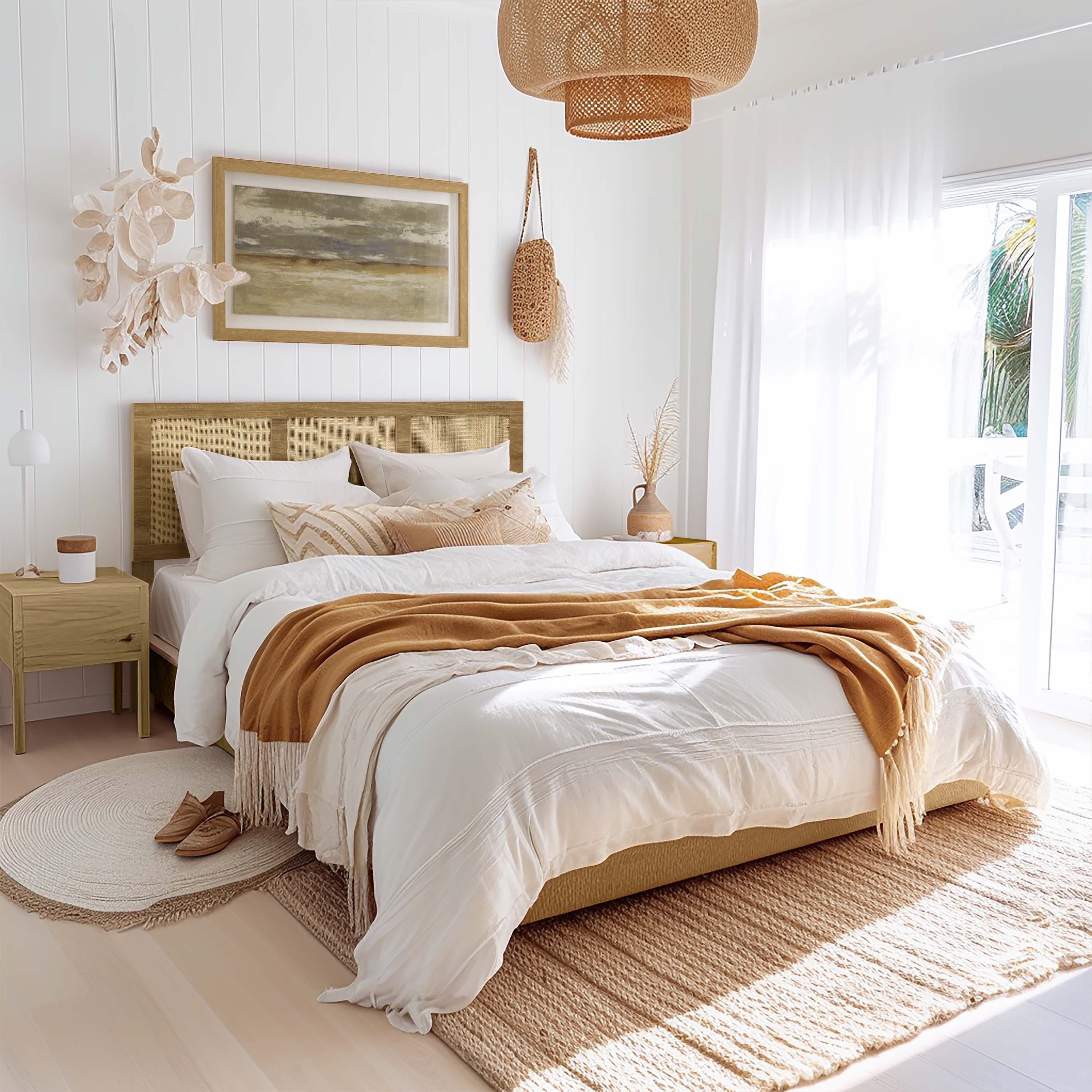 Tariq boho rattan headboard, queen – LuxenHome