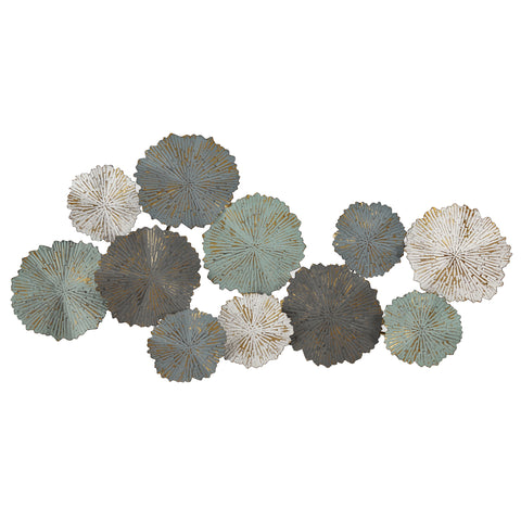 48-Inch Distressed Multi-Color Abstract Flowers Metal Wall Decor