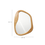 Natural asymmetrical mirror with a wooden frame, measuring 31.5 inches in height and 23 inches in width, perfect for enhancing your decor.