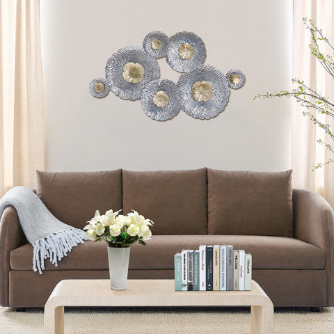Silver and Gold Flowers Metal Wall Decor
