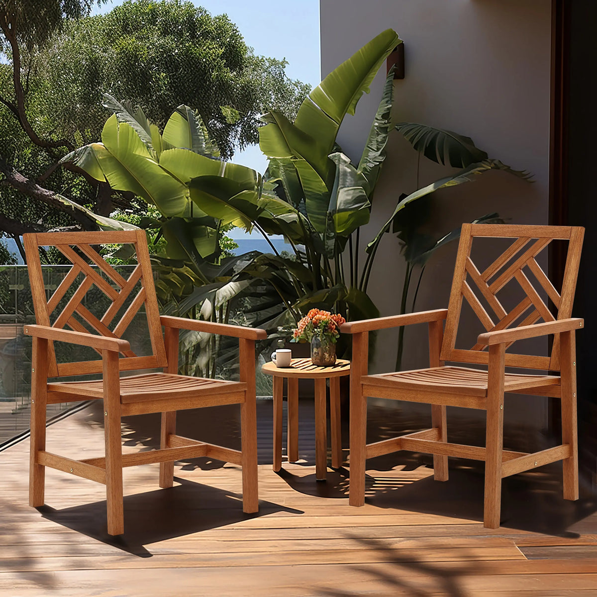 Carmel solid wood outdoor dining chair, set of 2 – LuxenHome