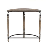 Rustic Wood and Metal Half Moon Console and Entry Table - LuxenHome