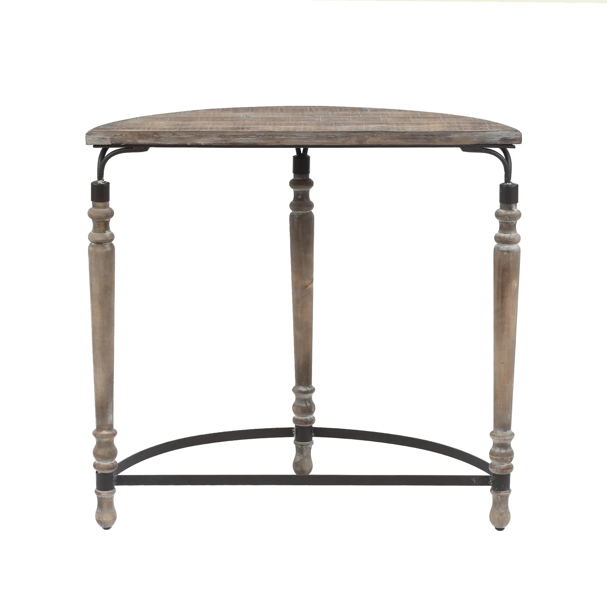 Rustic Wood and Metal Half Moon Console and Entry Table - LuxenHome