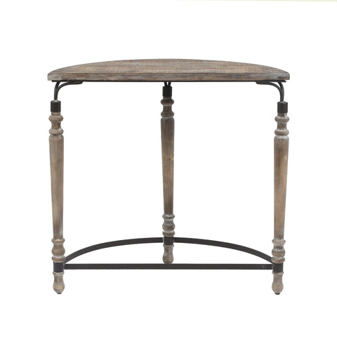 Rustic Wood and Metal Half Moon Console and Entry Table