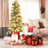 Set of 3 Red and Green Presents with Bows Lighted LED Indoor Outdoor Holiday Decoration