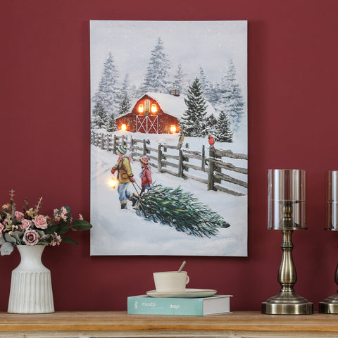Christmas Tree Old-Fashion Winter Lighted Canvas Print